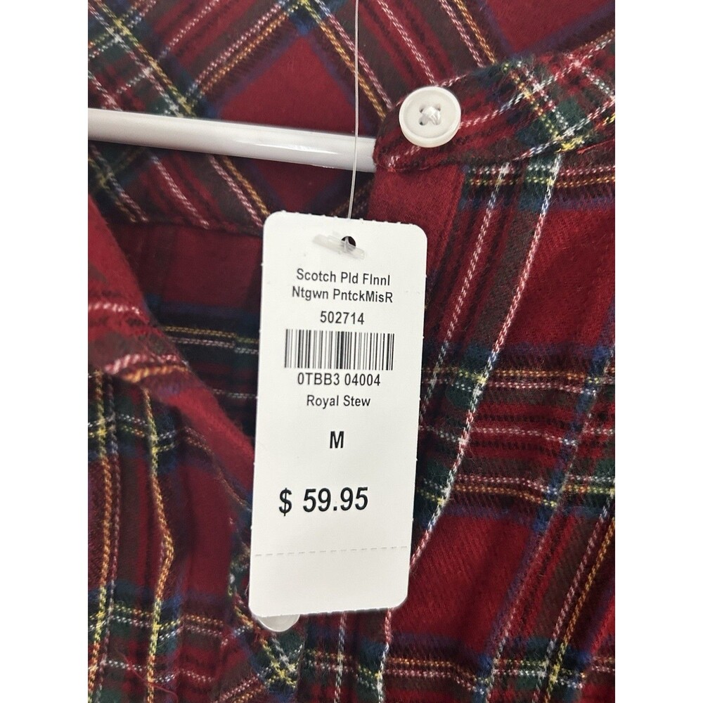 LL Bean Nightgown Womens Medium Plaid Flannel Red Scotch Tartan Pajamas Cottage - Picture 5 of 10
